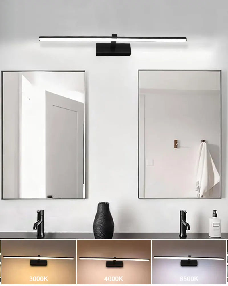 Indoor LED Vanity Lights for Mirror Hardwired 40/60cm Black LED Wall Lights Wall Lamps for Bathroom Picture Lights for Wall