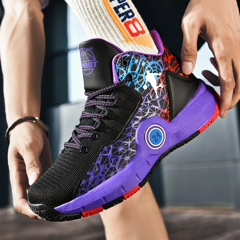 Basketball Shoes Men Field Training Non-slip High-top Luxyry Design Mesh Breathable Sneakers Pro Original Kids Basketball Boots
