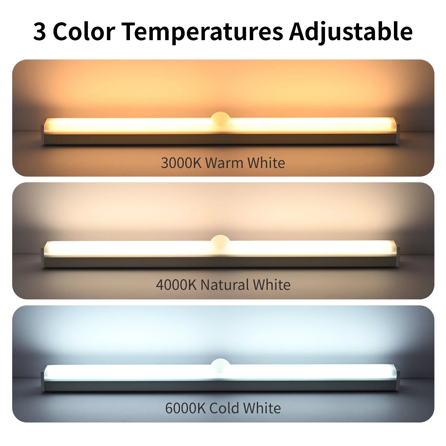 Motion Sensor Light Wireless USB Rechargeable Wall Lamp 3 Colors Dimming Kitchen Wardrobe Bedroom Closet Cabinet LED Lighting