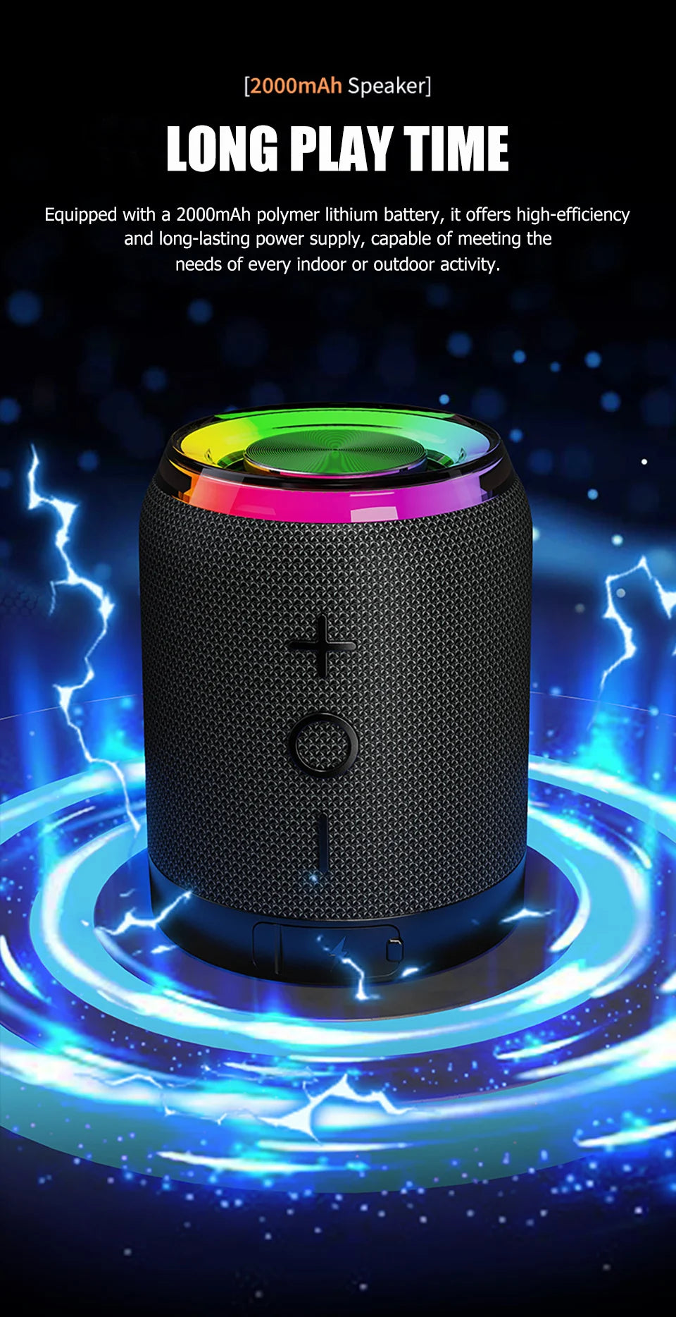 Portable Bluetooth Speaker TWS Stereo Dual Speaker High Volume Wireless Split Speaker Outdoor Waterproof Heavy Bass Speaker