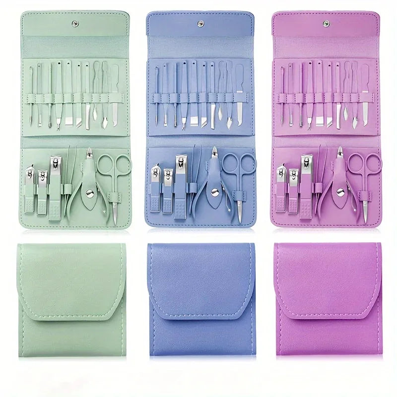16pcs Professional Nail Care Kit with Travel Case - Manicure & Pedicure Set including Nail Clippers And Cuticle Nippers