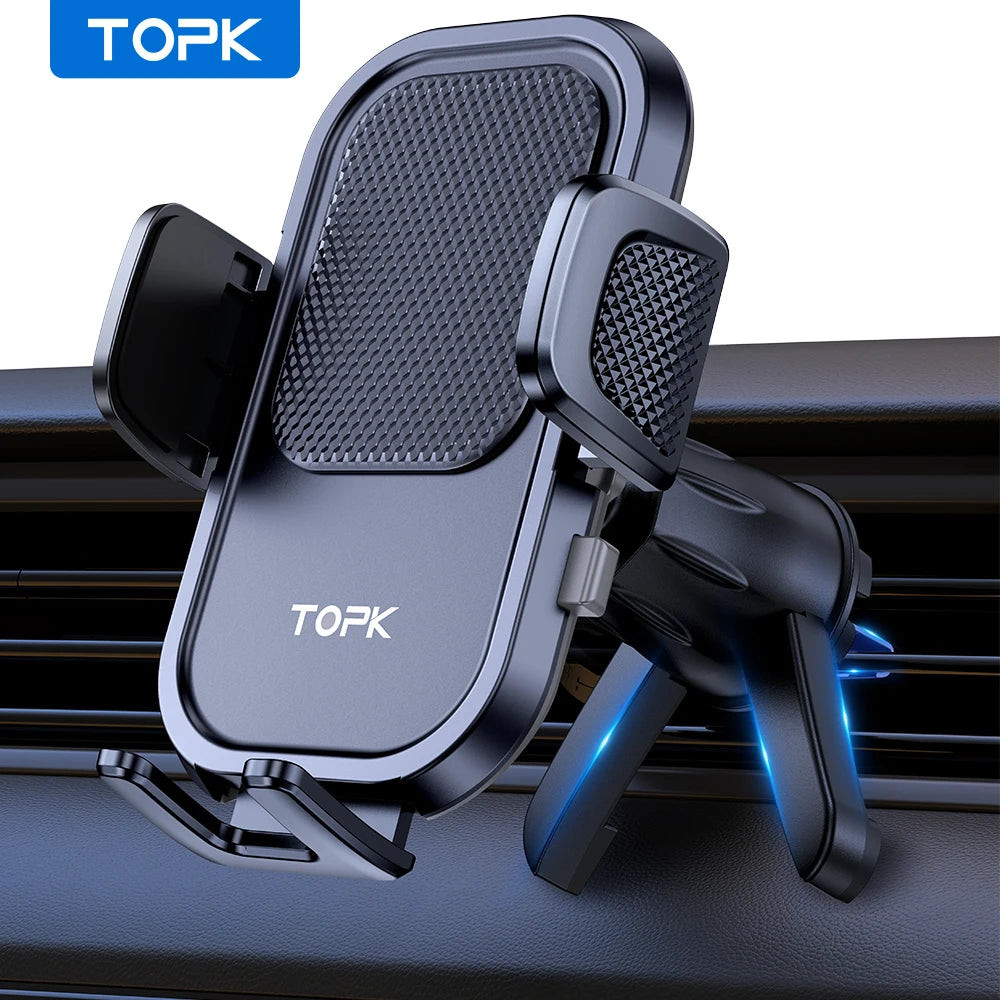 TOPK Car Phone Holder Air Vent Mount Cell Phone Holder Car Mount Compatible with iPhone 15 14 13 Pro Max Plus All Phones
