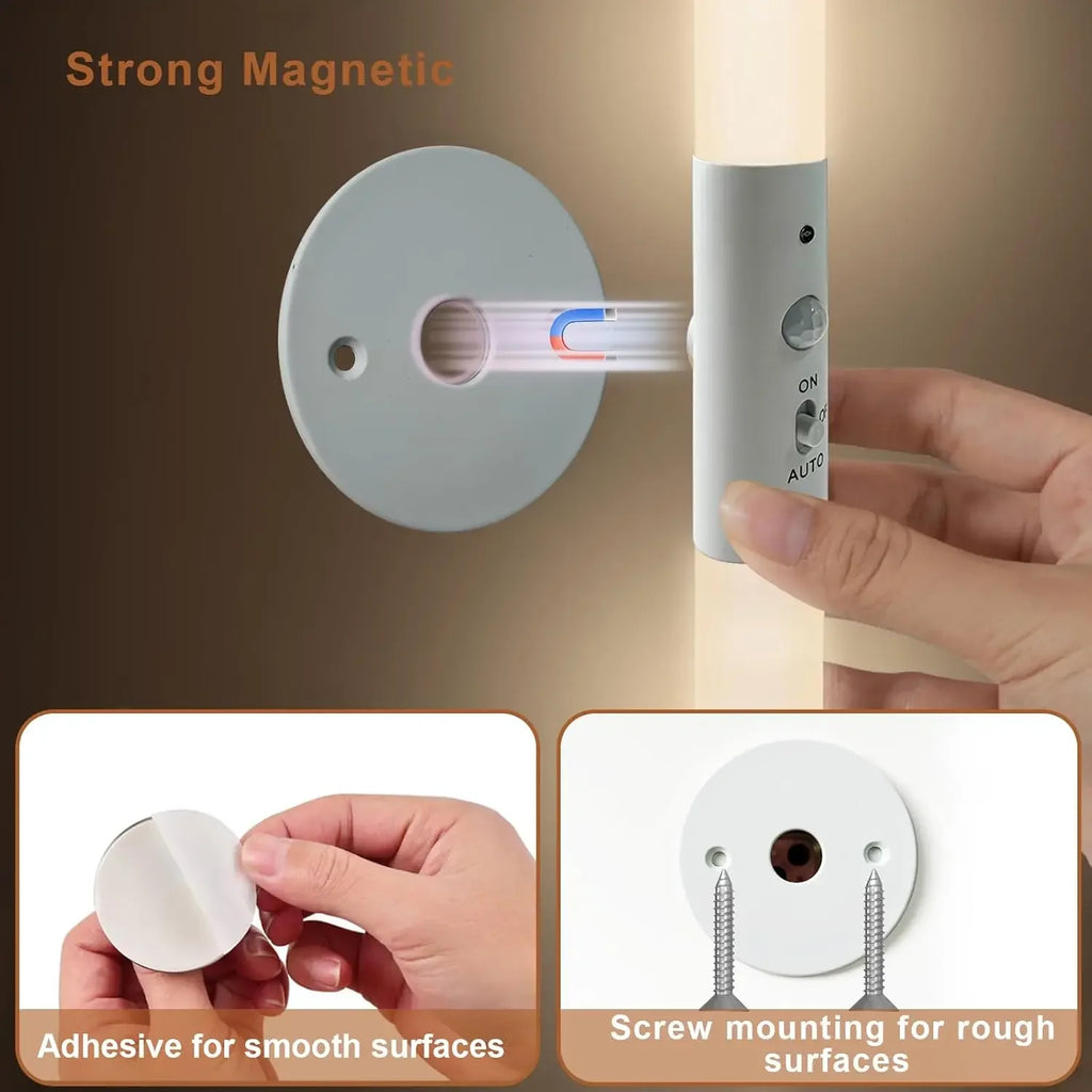 Night Light Motion Sensor Rechargeable Wireless LED Wall Lamp 360°Rotation Magnetic For Room Kitchen Stair Cabinet Lights