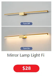 Modern Led Mirror lights lamp for mirror bathroom wall lamp sconce Length680/980mm White/Black/Gold Color Finished