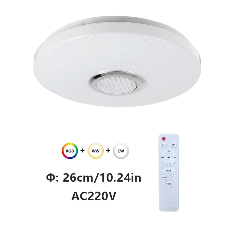 RGB Smart Home LED Ceiling Light With Speakers For Music APP Remote Control Bluetooth Interior Decoration Bedroom Party