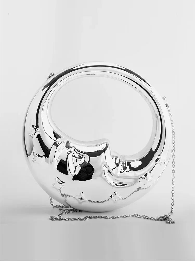2024 New Latest Women Silver Moon Shaped Beauty Faced Clutch Purse Handbag תיקים לנשים מיוחדים شنط نسائي