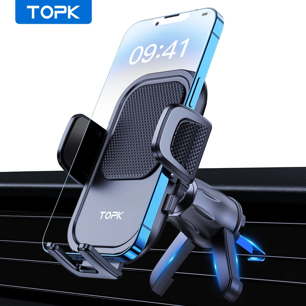 TOPK Car Phone Holder Air Vent Mount Cell Phone Holder Car Mount Compatible with iPhone 15 14 13 Pro Max Plus All Phones