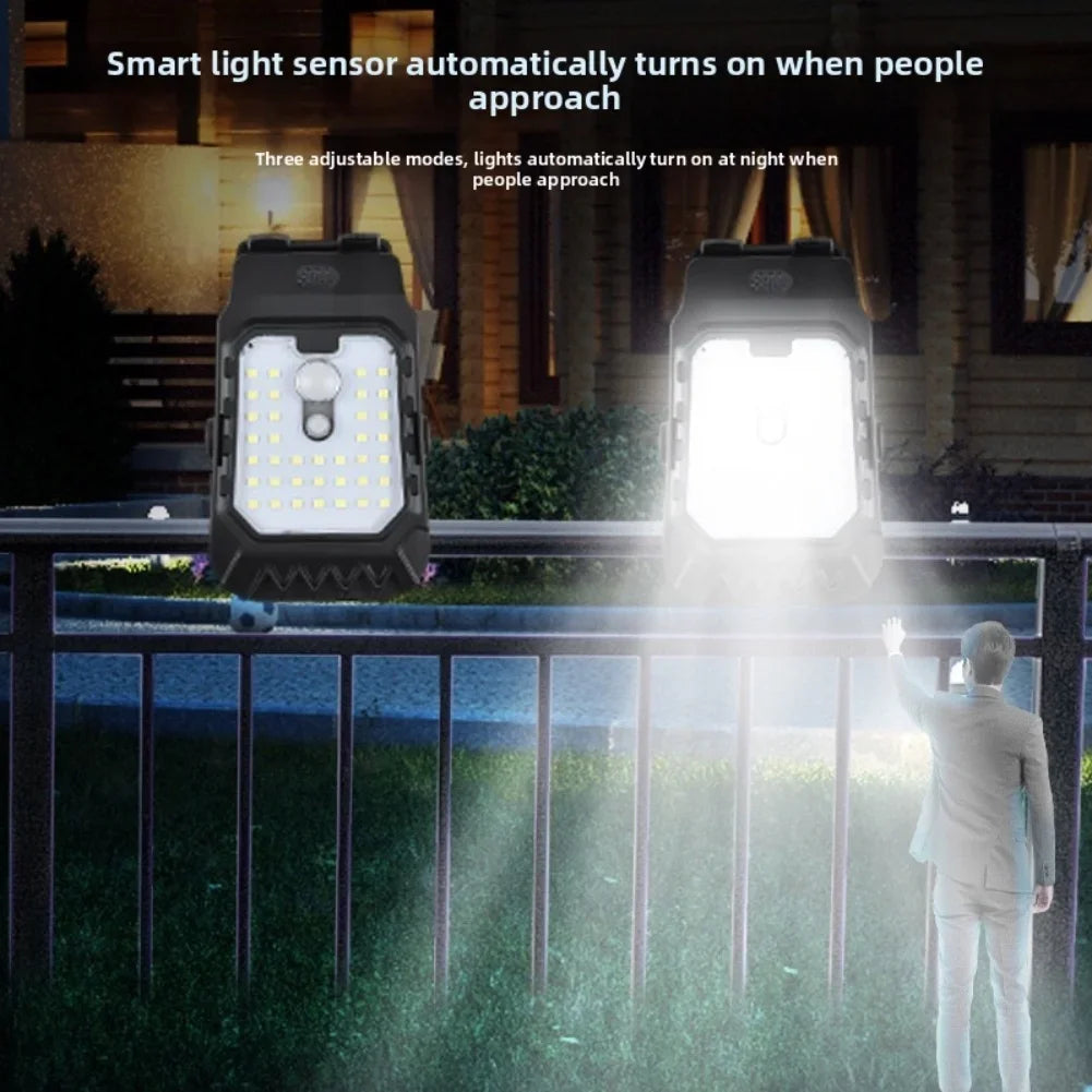Motion sensor solar outdoor wall lamp with charging clip waterproof LED light for garden driveway porch security