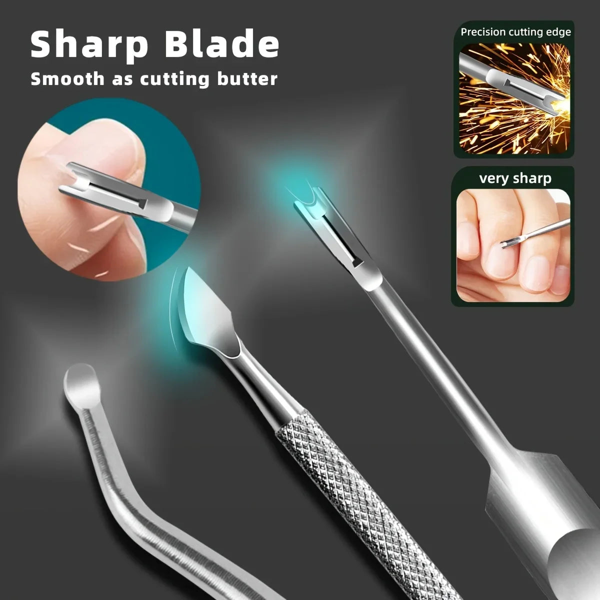 Stainless Steel Nail Care Kit, Cuticle Trimmer, Nail Cuticle Nippers, Ingrown Toenail Removal Kit,removal and foot repair tools
