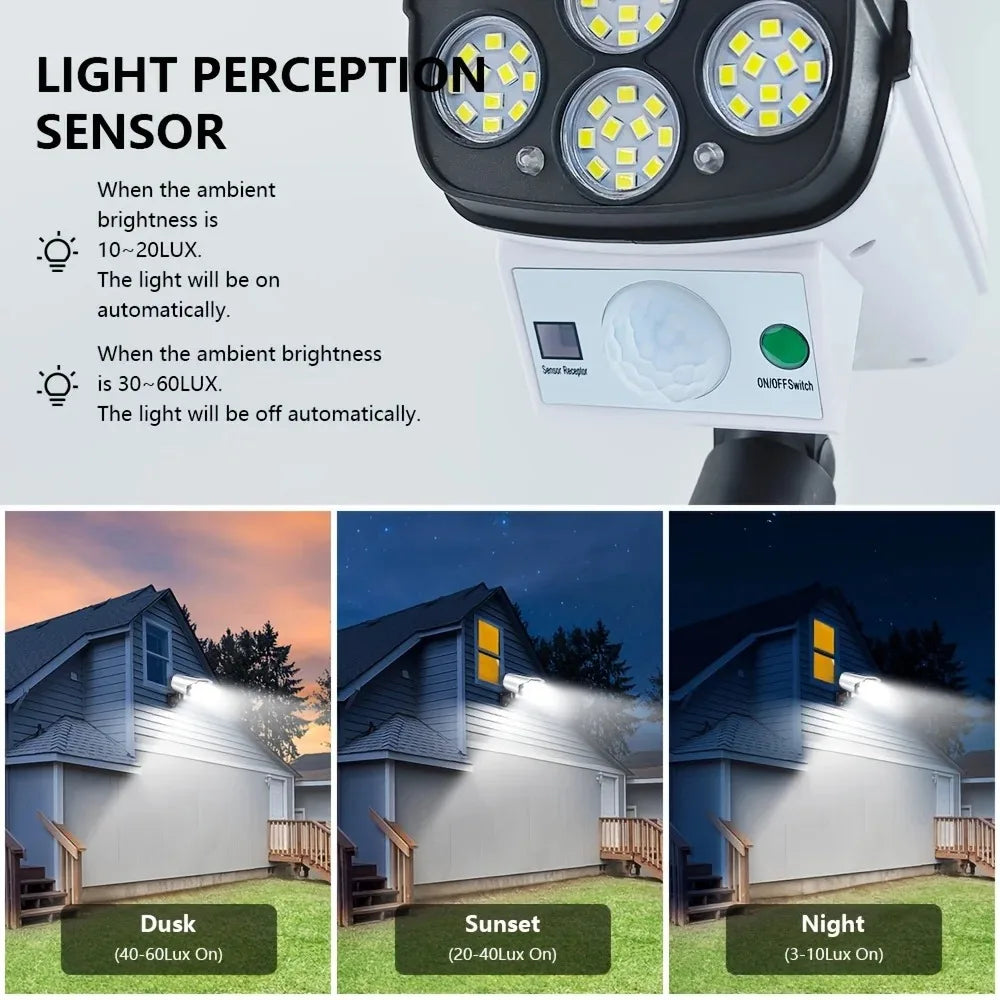 Outdoor Motion Sensor Solar Lights 77LED Solar Motion Sensor LED Light Outdoor Camera Porch Garden Wireless Security Floodlights