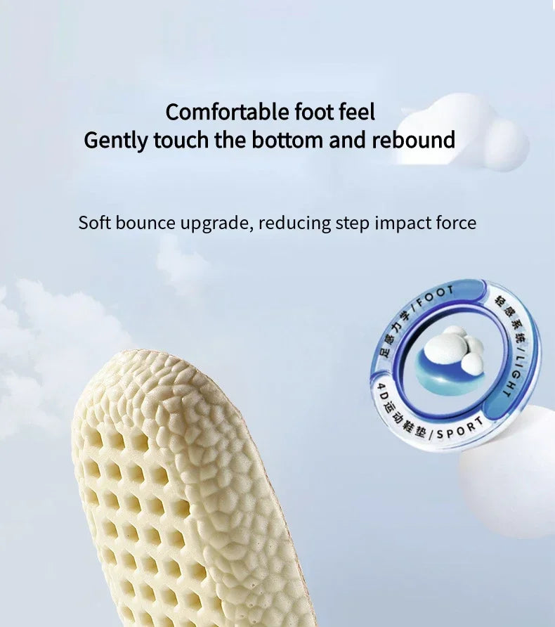 1Pair Memory Foam Insoles for Basketball Sports Shoes Shock Absorption Non-Slip Soft Shoe Sole Comfortable Foot Support