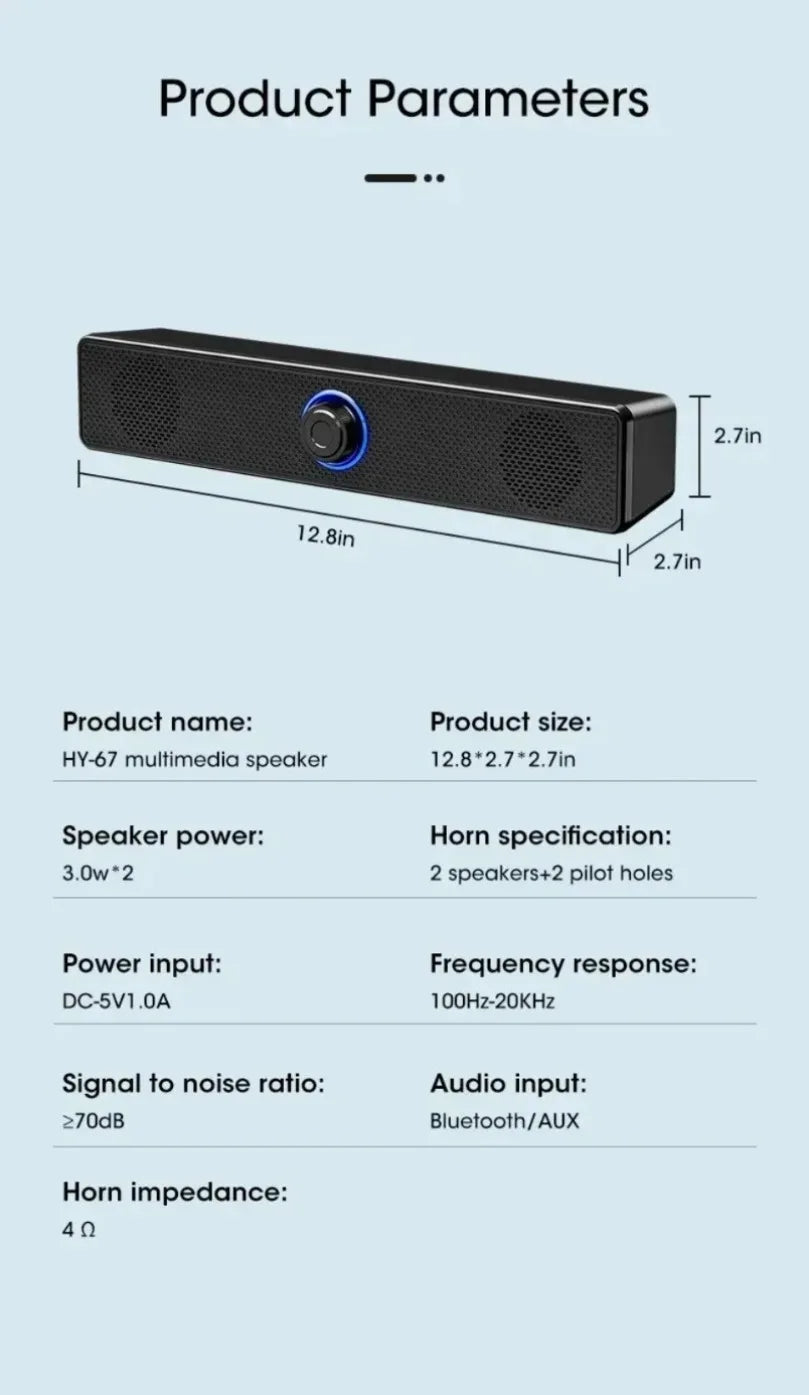 Bluetooth Long Wired Small Speaker Double Speakers High Volume Computer Mobile Phone Home TV Notebook Multimedia Desktop Speaker