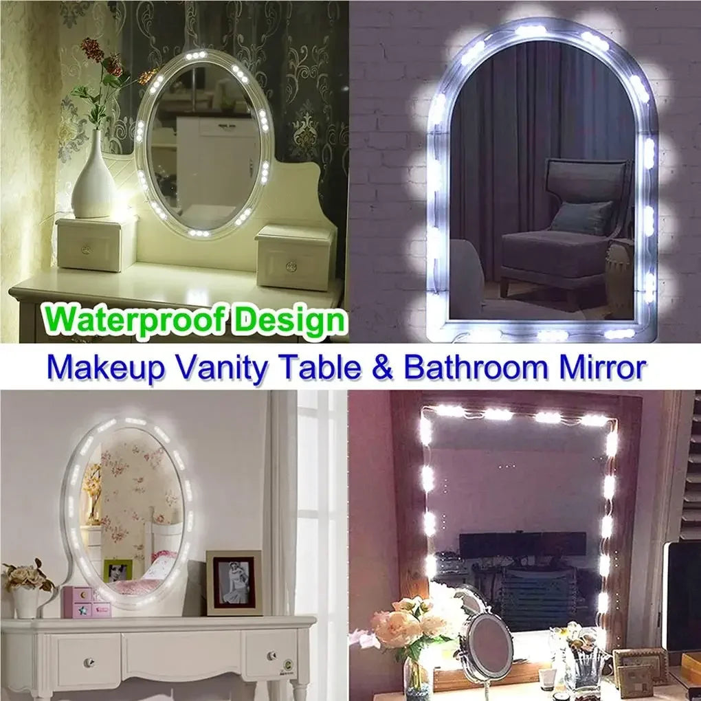 Led Vanity Mirror Lights Kit Vanity Make Up Light Dressing Table Strip Light Touch Control Dimmable Waterproof Mirror Front Lamp