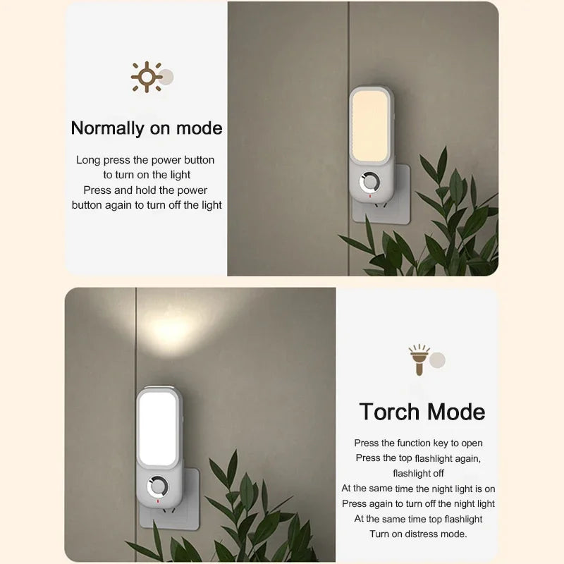 LED Motion Sensor Night Light Wireless Charging Flashlight for Bedroom Corridor Porch Bathroom Hallway Dusk to Dawn Wall Mount