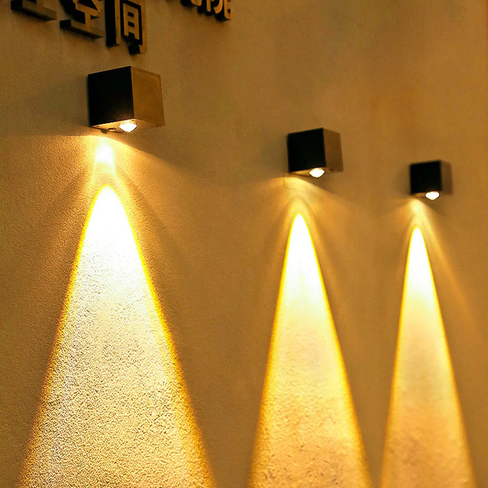 Outdoor Solar Wall Lights Square Solar Wireless Wall Sconces Lights IP65 Waterproof Decorative for Garden Yard Patio Fence Decor