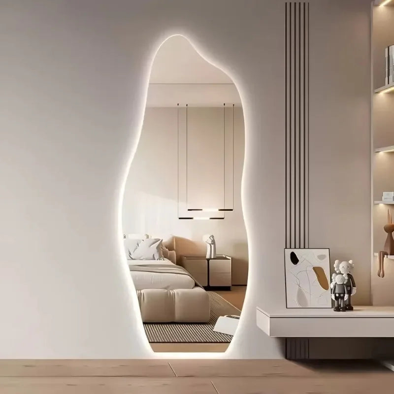 Smart Mirror with LED, Full-length Mirror Wall-mounted or Bracket-mounted, Dressing Mirror Suitable for Clothing Stores, Bedroom