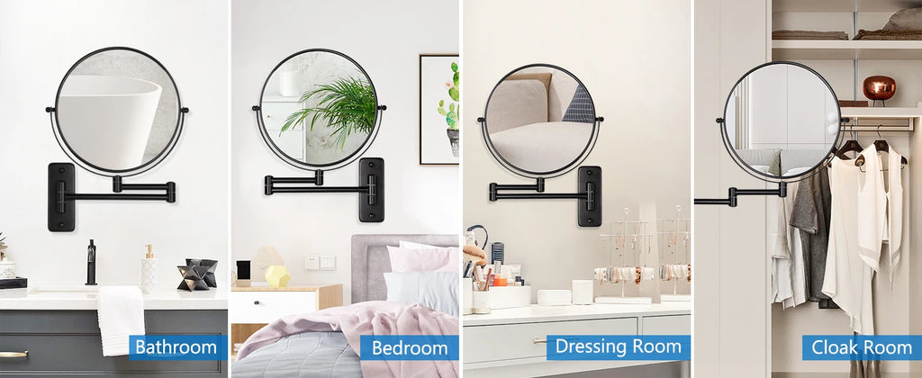 Wall Mounted Makeup Mirror 9”10x Magnifying Rechargeable Vanity Lighted Cosmetic Mirror for Vanity Desk and Bathroom Use