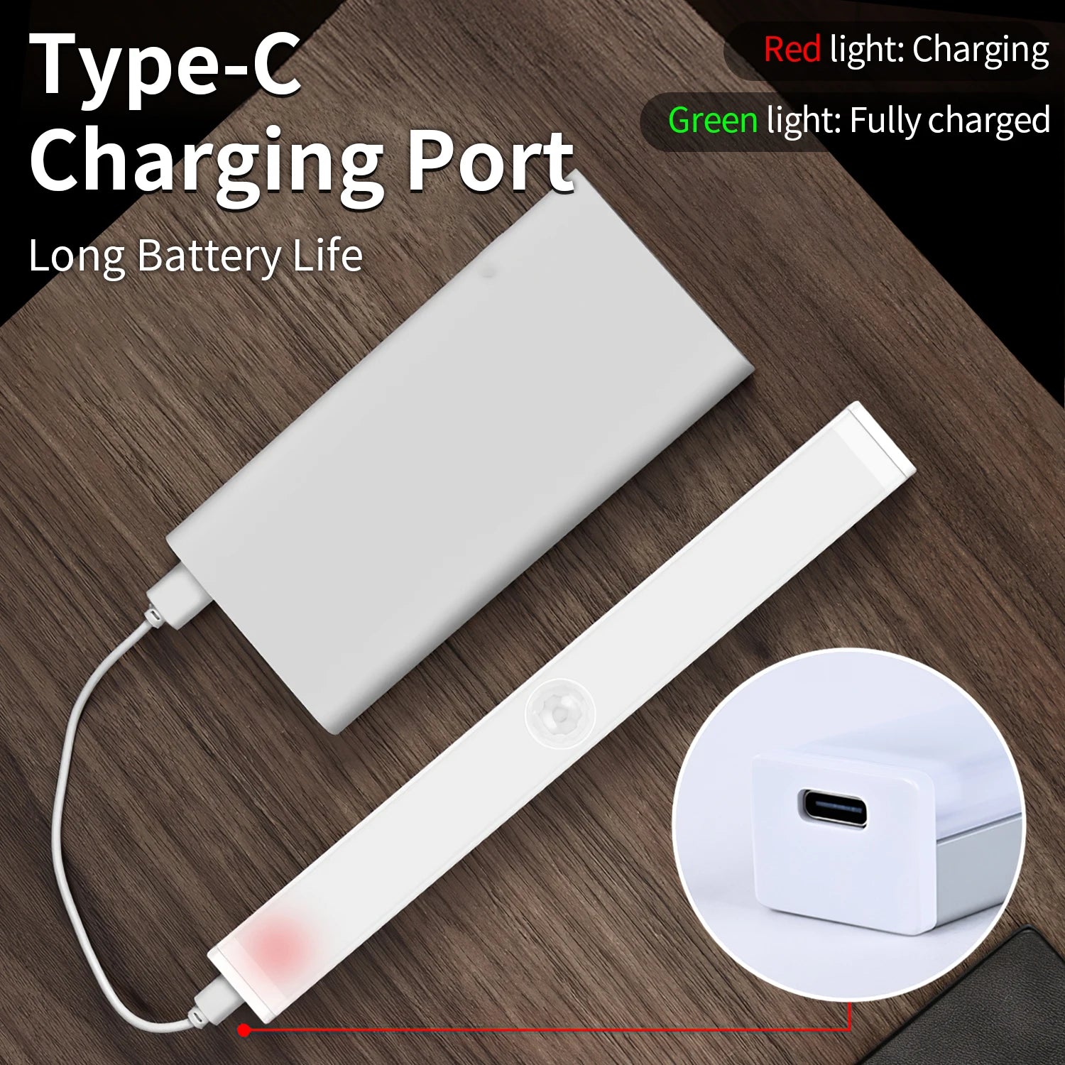 Motion Sensor Light Wireless USB Rechargeable Wall Lamp 3 Colors Dimming Kitchen Wardrobe Bedroom Closet Cabinet LED Lighting