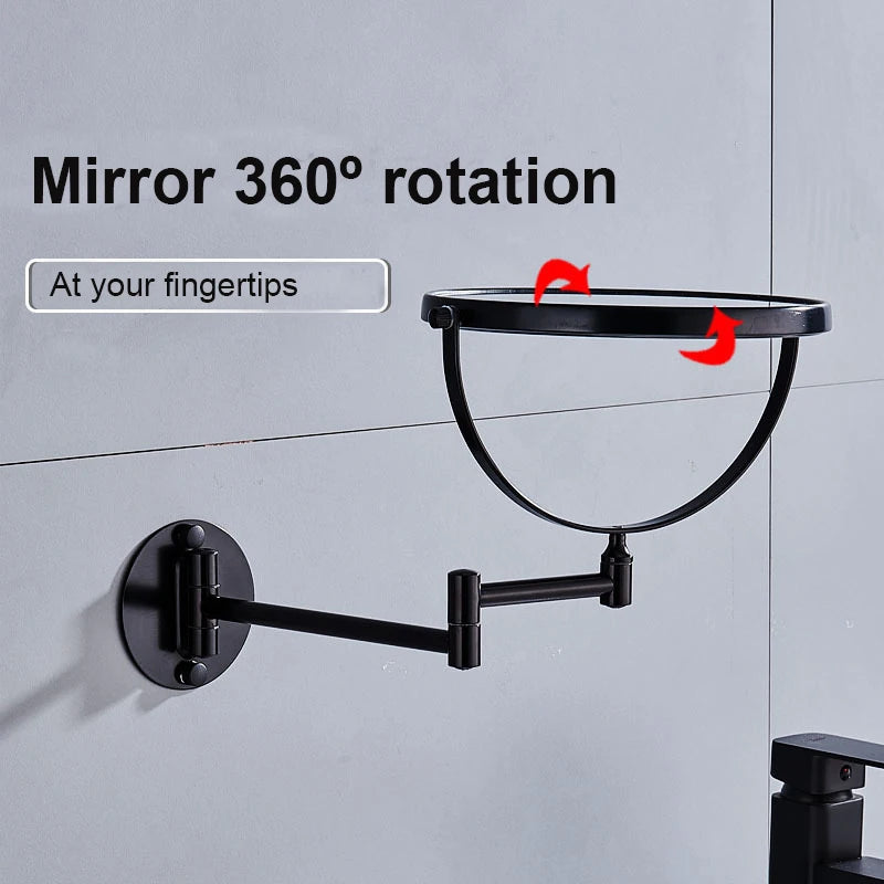 Wall-mounted Bathroom Double-sided Mirror Foldable Bathroom Makeup Mirror Wall Mounted 8 Inch Magnifying Mirror