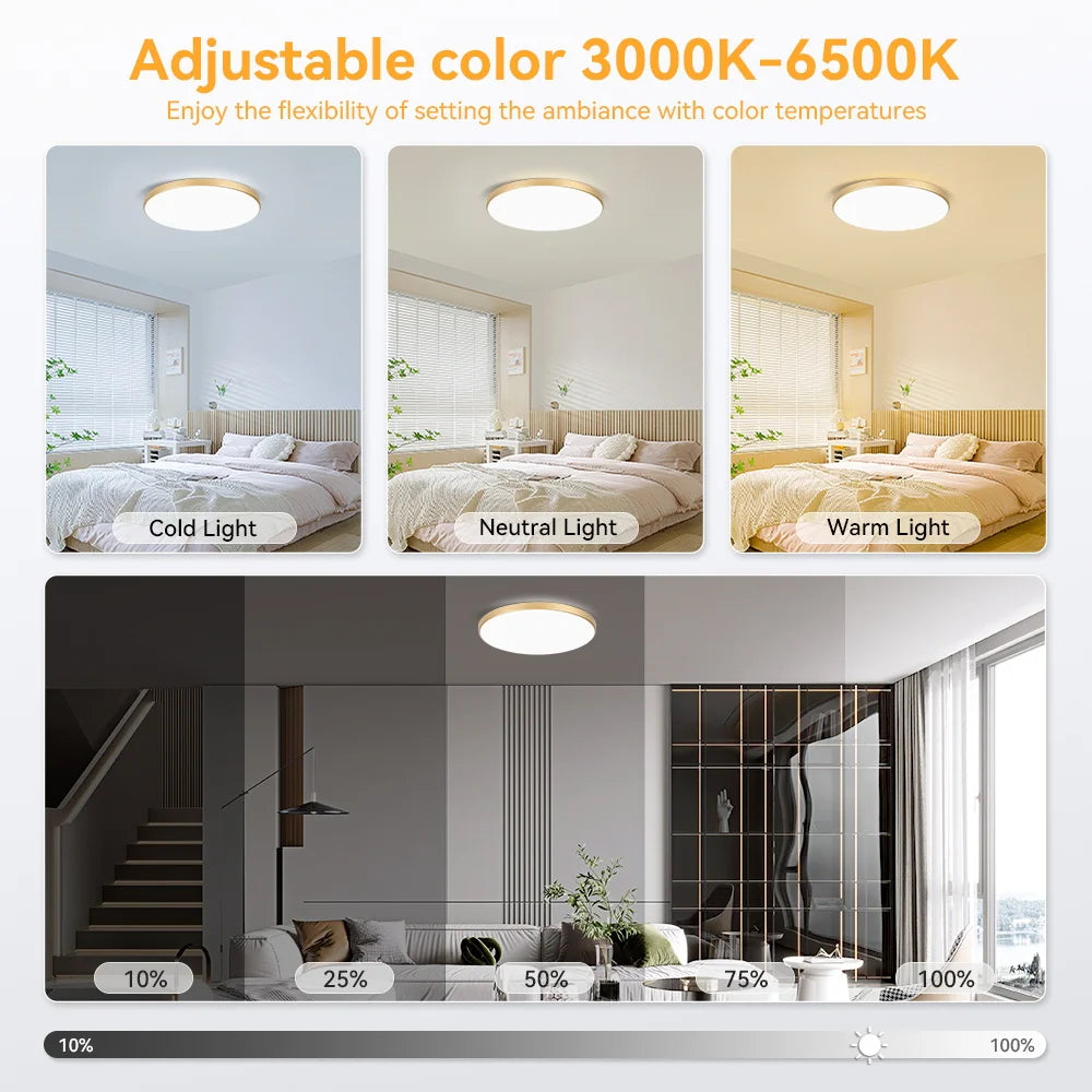 LED Ceiling Lights for bathroom IP44 Waterproof Indoor Kitchen Light AC165-265V 18W/30W/40W Bedroom Ceiling Lamp For Home Panel