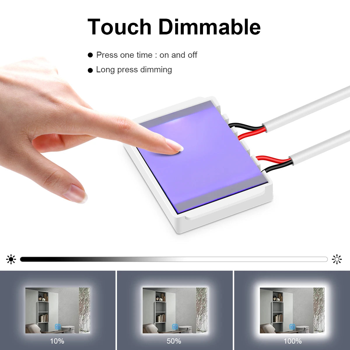 Bathroom Mirror LED Strip Light LED Switch Touch Sensor 12v LED Dimmer Switch LED Controller For Bedroom Mirrors Interior Decor