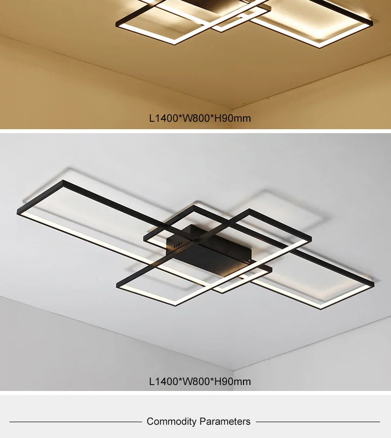 Smart Home Alexa Rectangle Aluminum Modern Led Ceiling Lights For Living Room Bedroom 85-265V White/Black Ceiling Lamp Fixtures