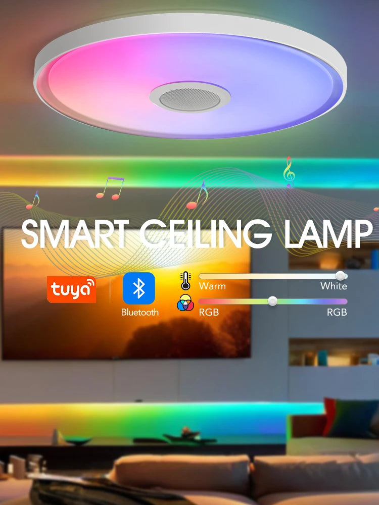 LED Smart Ceiling Lamps RGB APP Remote Control Dimming Modern Home Lighting Music Light with Speaker For Living Room Bedroom