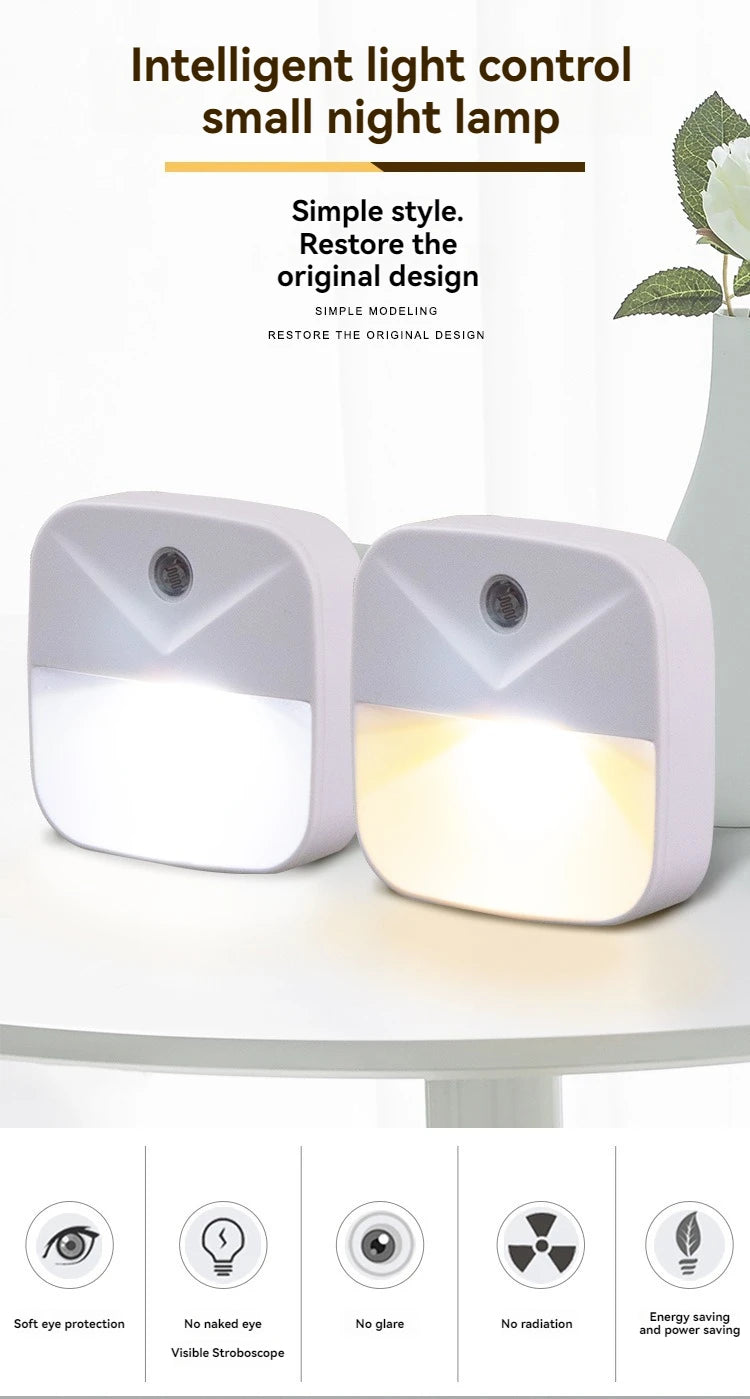 Smart Auto LED Night Light: Motion Sensor & Dusk-to-Dawn Plug-in for Energy Saving Home/Gift