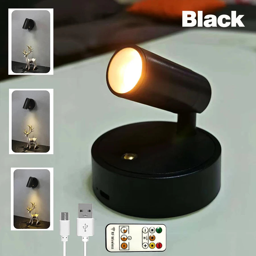Smart Remote Control & Magnetic USB LED Wall Light,3 Mode Dimmable Cordless Touch Night Lamp for Bedside,Wardrobe,Hallway,Stairs