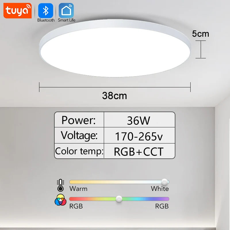 30W 36W Smart LED Ceiling Light RGB Dimming APP TUYA Remote Control Timing Indoor Home Decor Bluetooth WIFI Bedroom Living Room