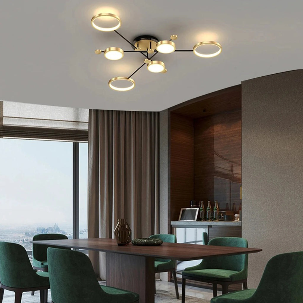 Interior Led Ceiling Lights Golden Smart Remote Control Dimming Ceiling Chandelier Home Lighting Fixture Bedroom Kitchen Lamp