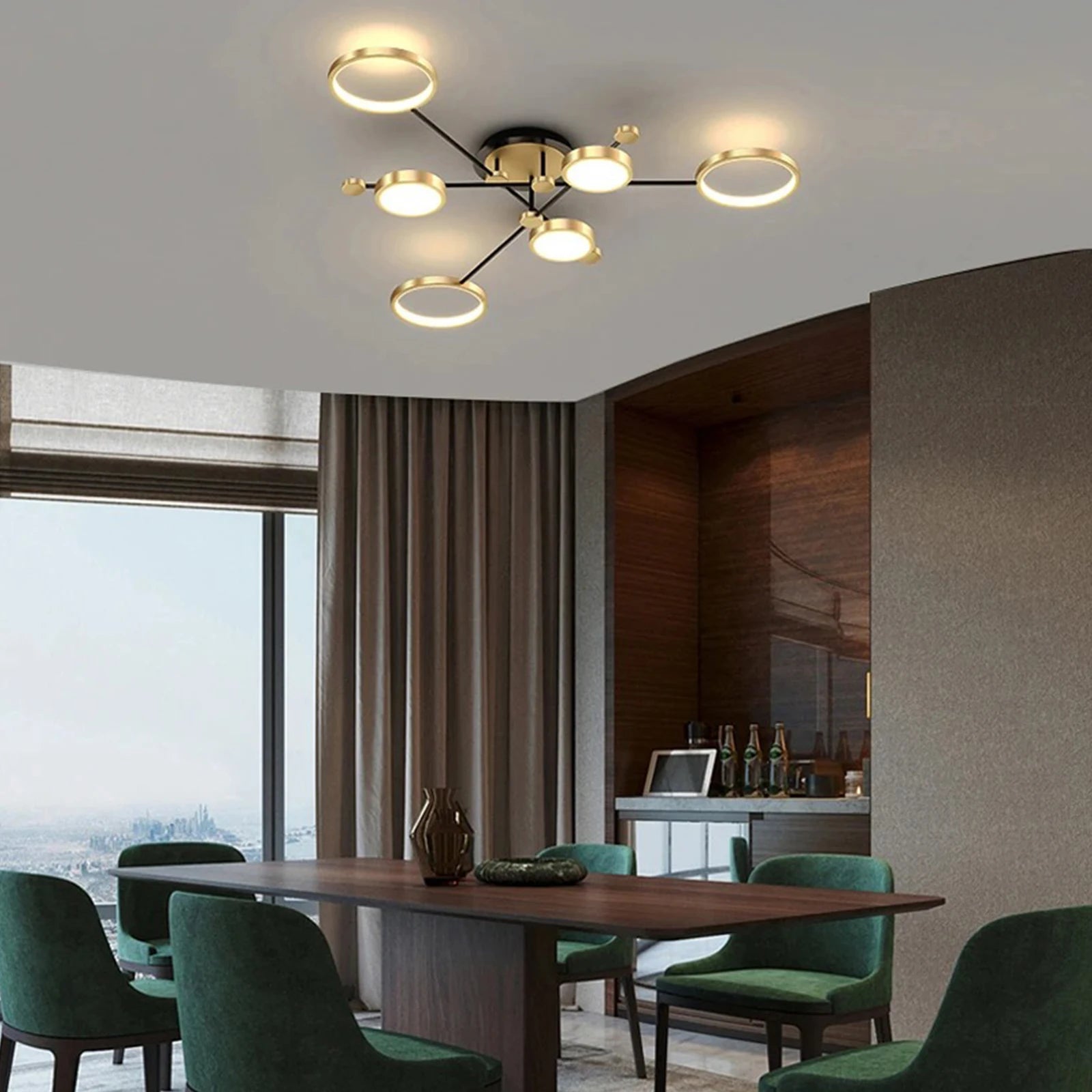 Interior Led Ceiling Lights Golden Smart Remote Control Dimming Ceiling Chandelier Home Lighting Fixture Bedroom Kitchen Lamp