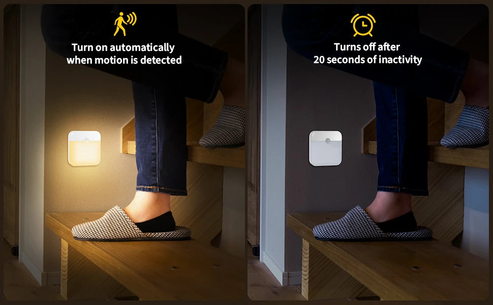 Motion Sensor Night Light Wireless/EU Plug Wall Lamp LED Indoor Lighting,Bedroom Bathroom Corridor Stairway Cabinet Auto ON/OFF
