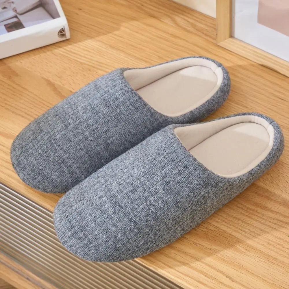 Soft Sole Silent Cotton Slippers Simple Anti-slip Indoor Slippers Women Japanese Style House Shoes Closed-toe slippers Couple