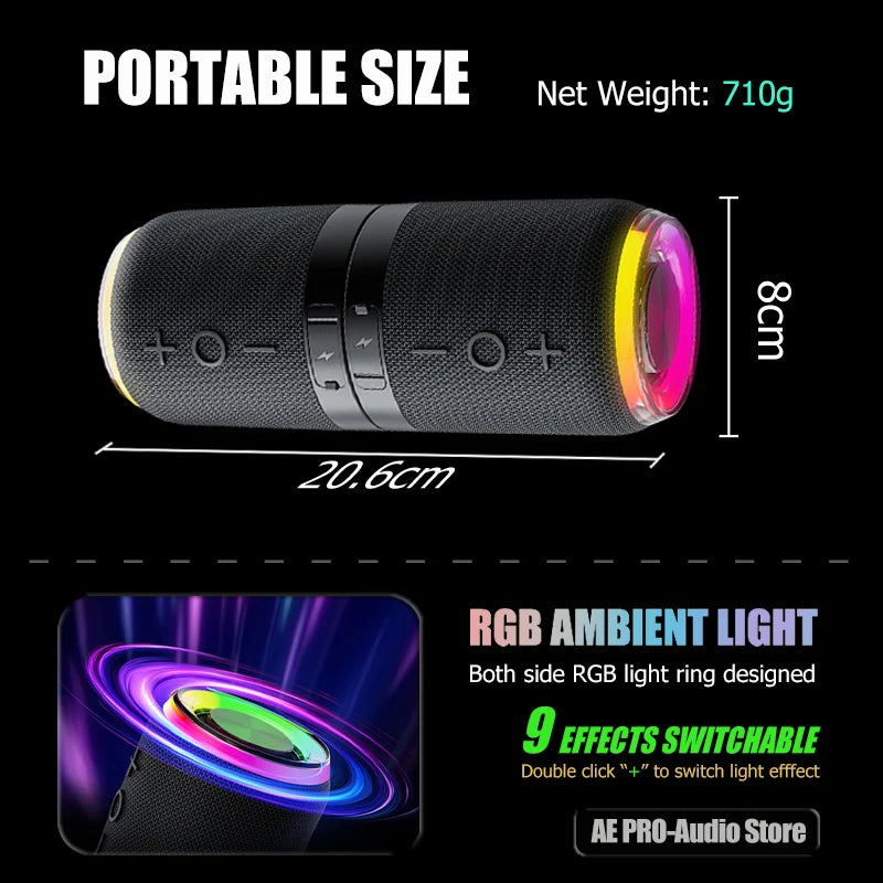 Portable Bluetooth Speaker TWS Stereo Dual Speaker High Volume Wireless Split Speaker Outdoor Waterproof Heavy Bass Speaker
