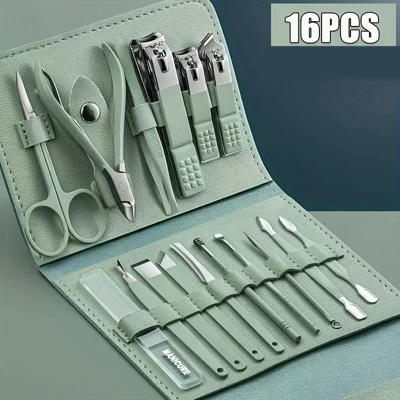 16pcs Professional Nail Care Kit with Travel Case - Manicure & Pedicure Set including Nail Clippers And Cuticle Nippers
