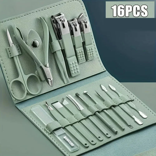 16pcs Professional Nail Care Kit with Travel Case - Manicure & Pedicure Set including Nail Clippers And Cuticle Nippers