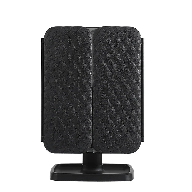 Smart LED Makeup Mirror 270° Rotatable Tri-Fold Vanity Mirror Touch Screen Dimmable Rechargeable Beauty Mirror for Desktop