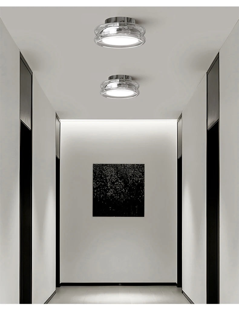 Italian Minimalist Designer Glass Ceiling Light Circular Corridor Lamp Hallway Living Room Dressing Room Lighting Decoration