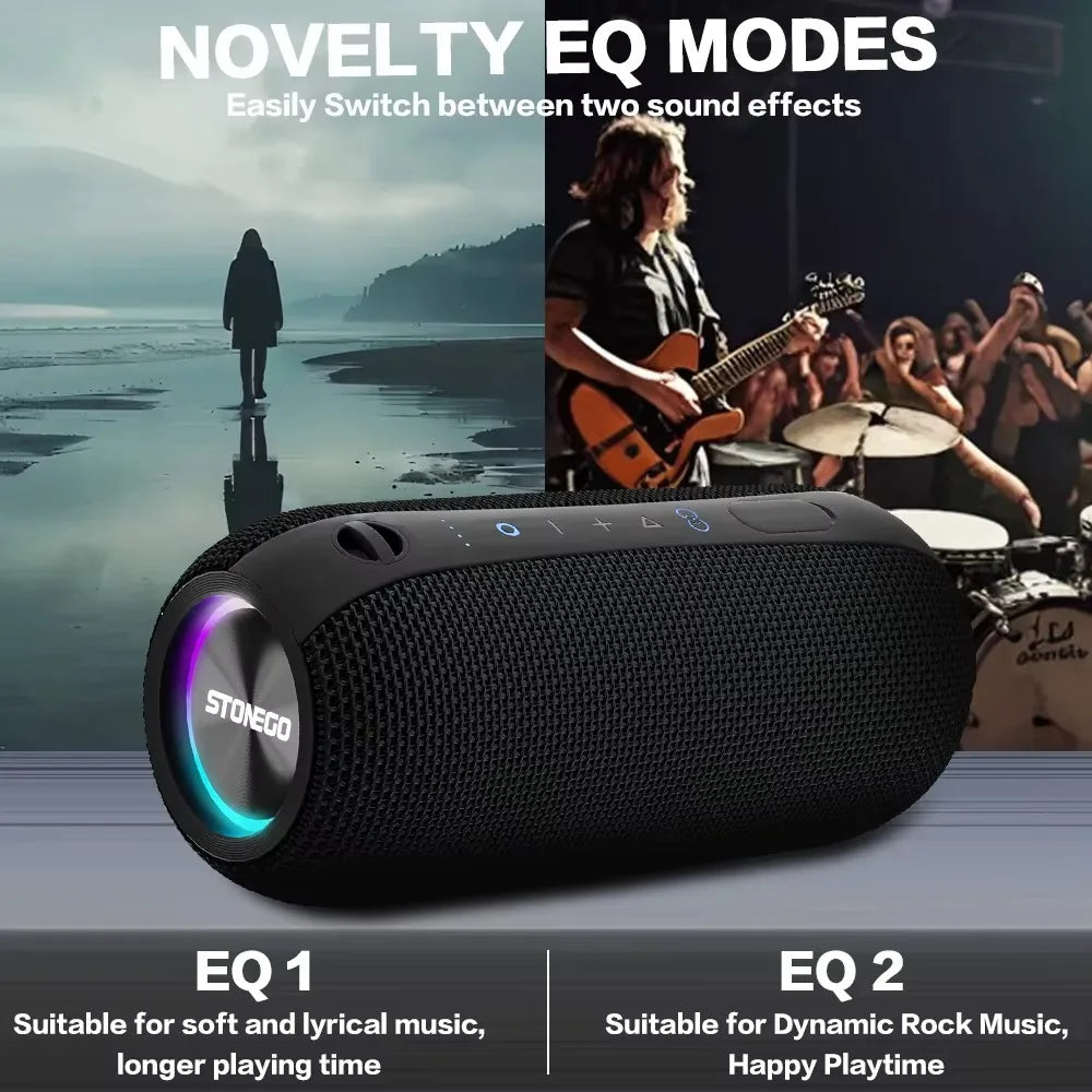 Wireless Bluetooth Speakers Portable Punk Style Dual Speakers Transparent LED TWS Bass Diaphragm Sound