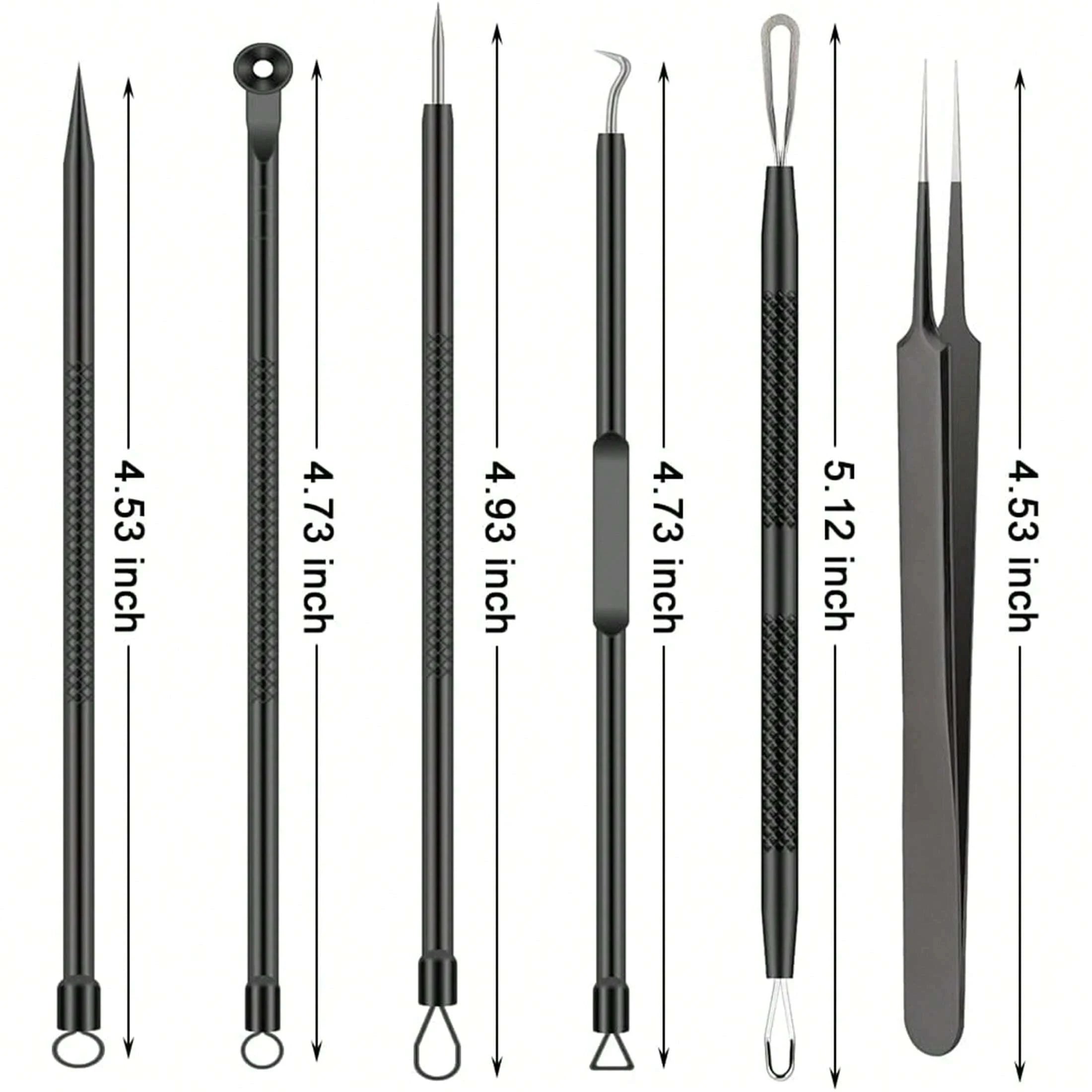 6-Piece Acne Tool Set Blackhead Extractor Facial Care - Facial Acne Removal Tweezers and Needle Stainless Steel Care Tools