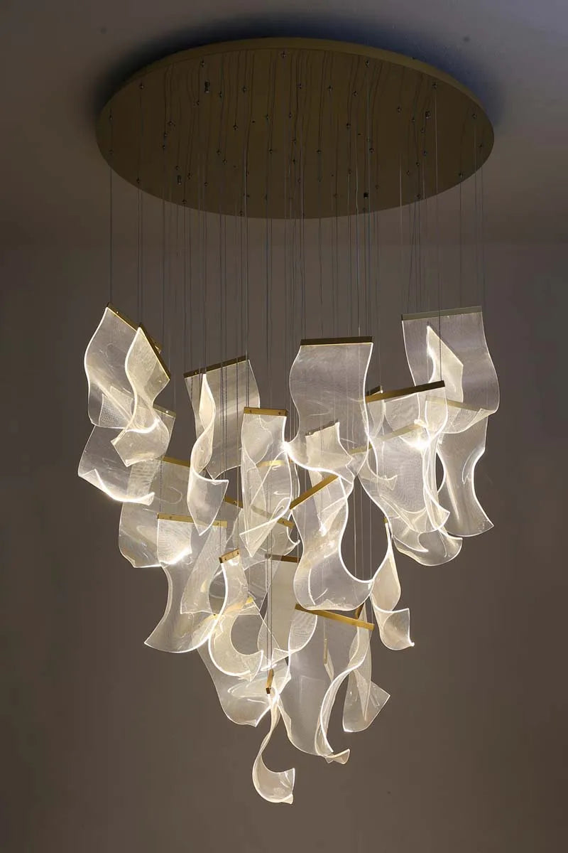Modern Simple Led Luxurious Duplex Building Large Chandelier Living Room Creative Villa Pendant Lamp Stair Dining Hall Lighting