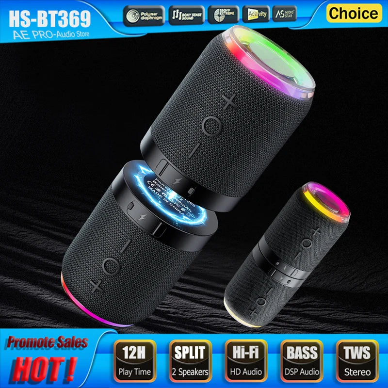 Portable Bluetooth Speaker TWS Stereo Dual Speaker High Volume Wireless Split Speaker Outdoor Waterproof Heavy Bass Speaker