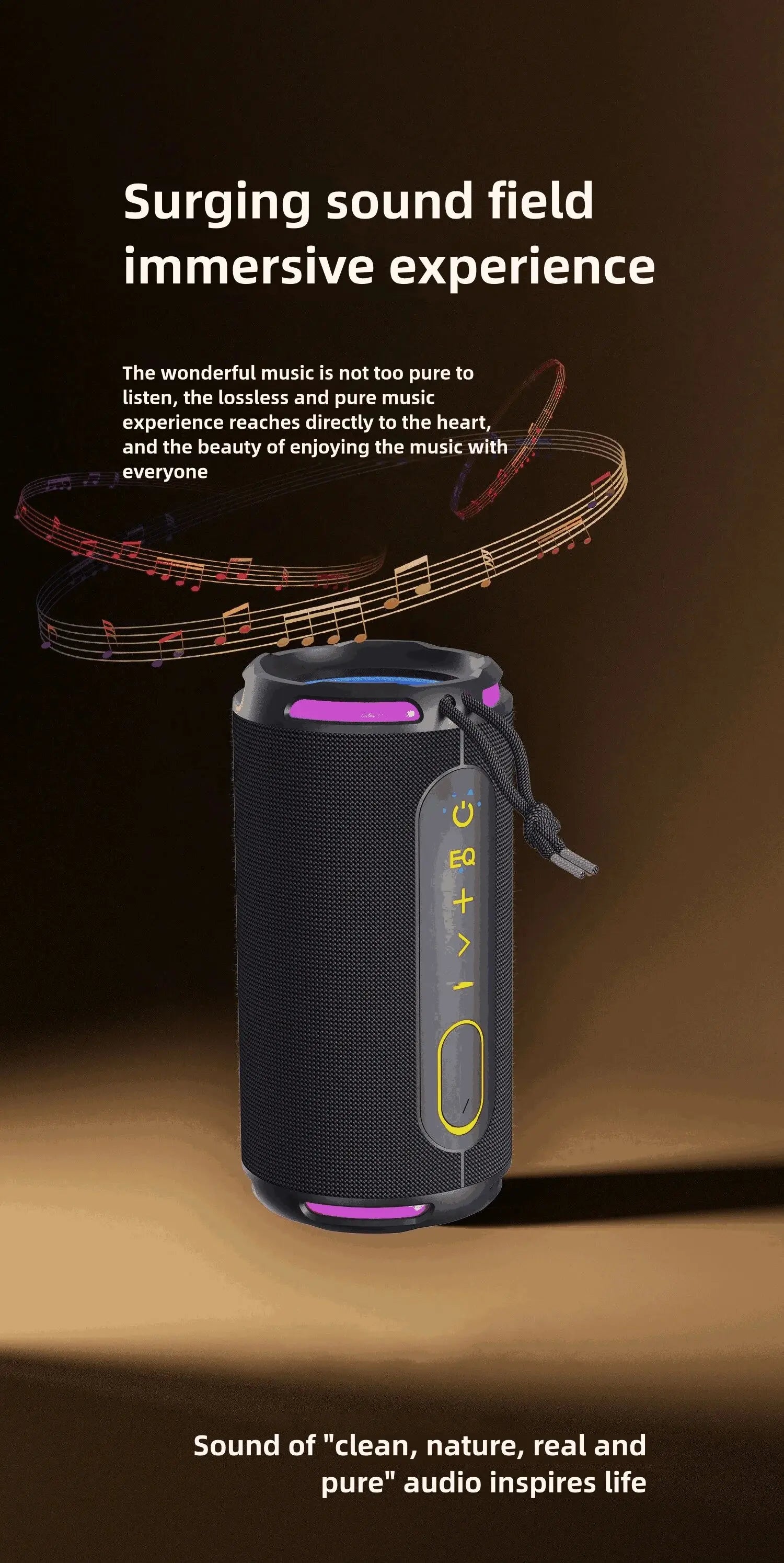 [Upgraded]Portable Bluetooth Speaker, 50W Loud Stereo Sound, IPX7 Waterproof, 10H Playtime, RGB Lights,Perfect for Party/Outdoor