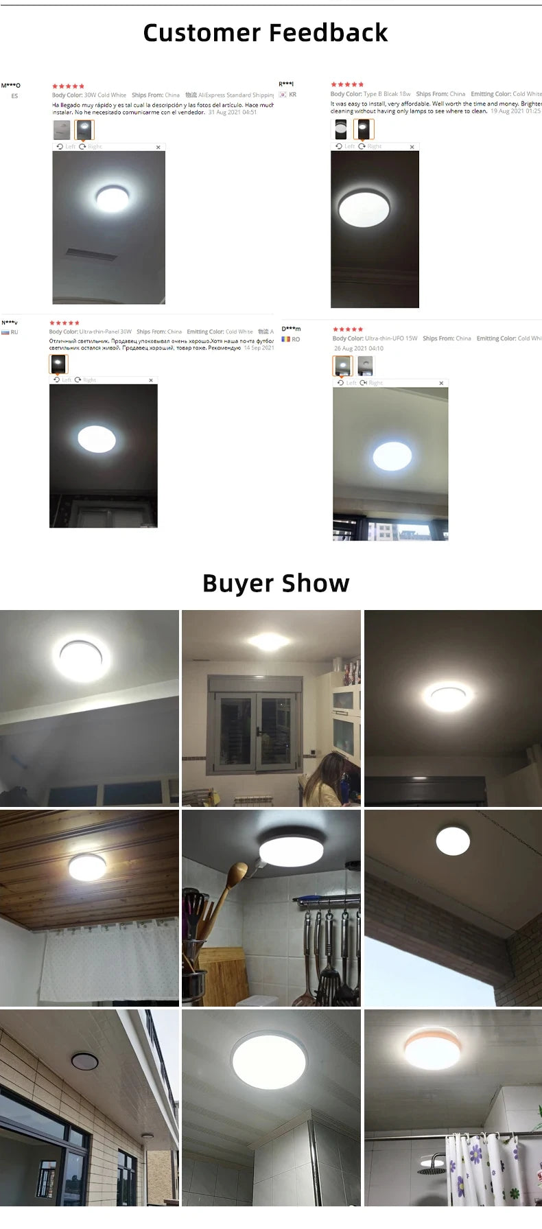LED Ceiling Lights for bathroom IP44 Waterproof Indoor Kitchen Light AC165-265V 18W/30W/40W Bedroom Ceiling Lamp For Home Panel