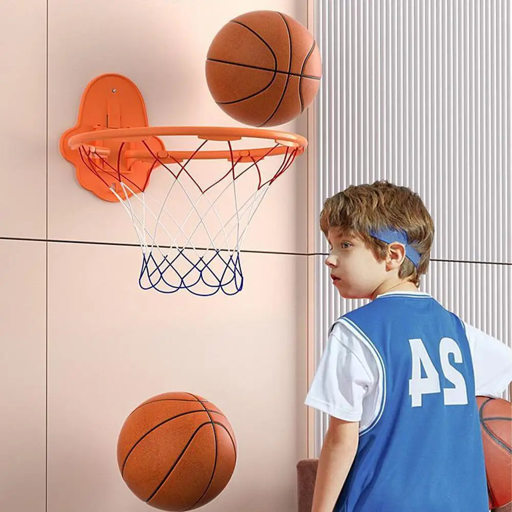 Indoor Basketball Hoop 32cm Dribbling Silent Basketball Training Hoop Noiseless Bouncing Foldable Wall-Mounted Outdoor Toys