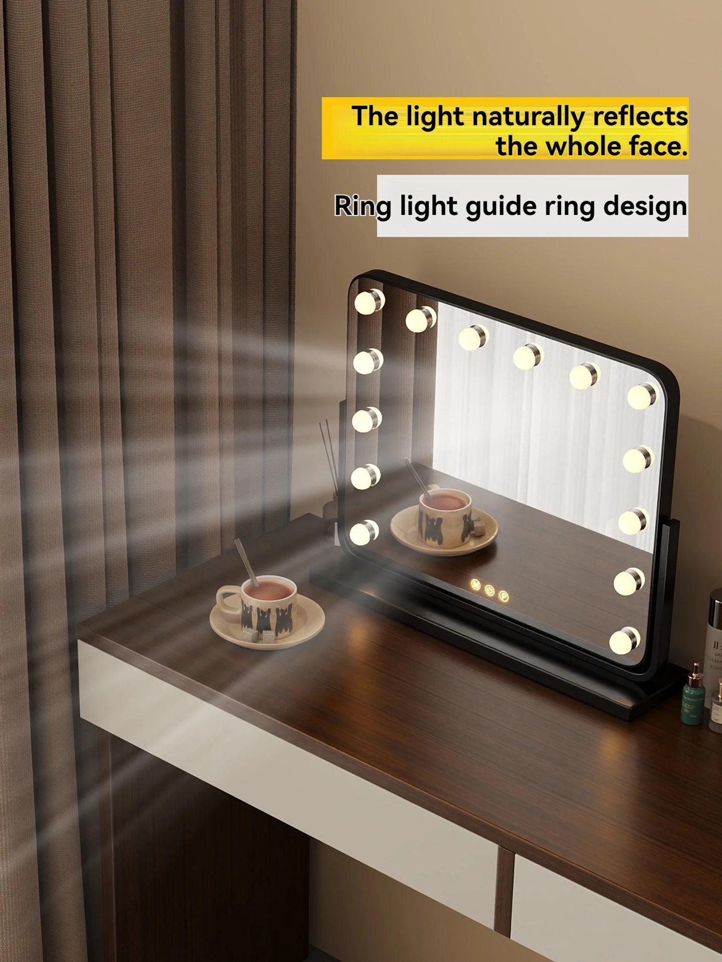 Lighted Vanity Mirror, LED Makeup Mirror with Lights, Hollywood Mirror for Tabletop Dressing