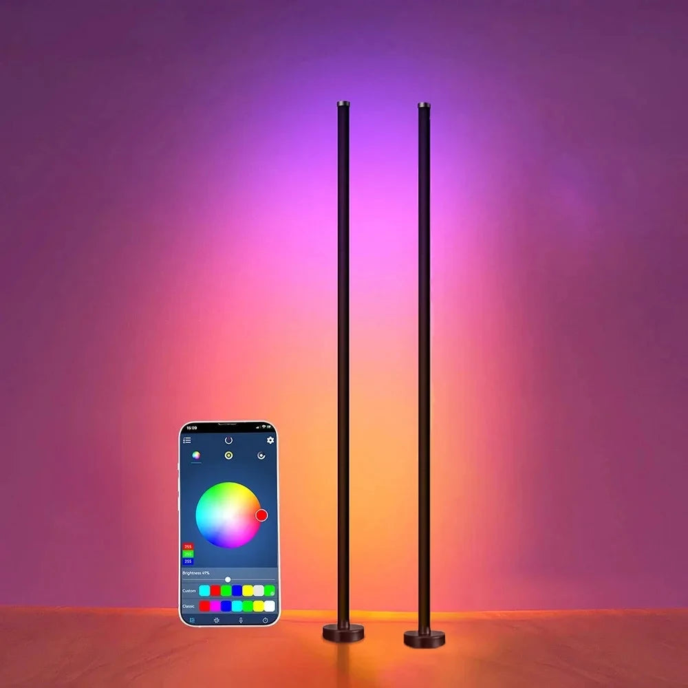 Smart LED Floor Lamp RGB Remote & APP Control Music Sync Corner Lighting Modern Mood Standing Lamp for Living Room Gaming
