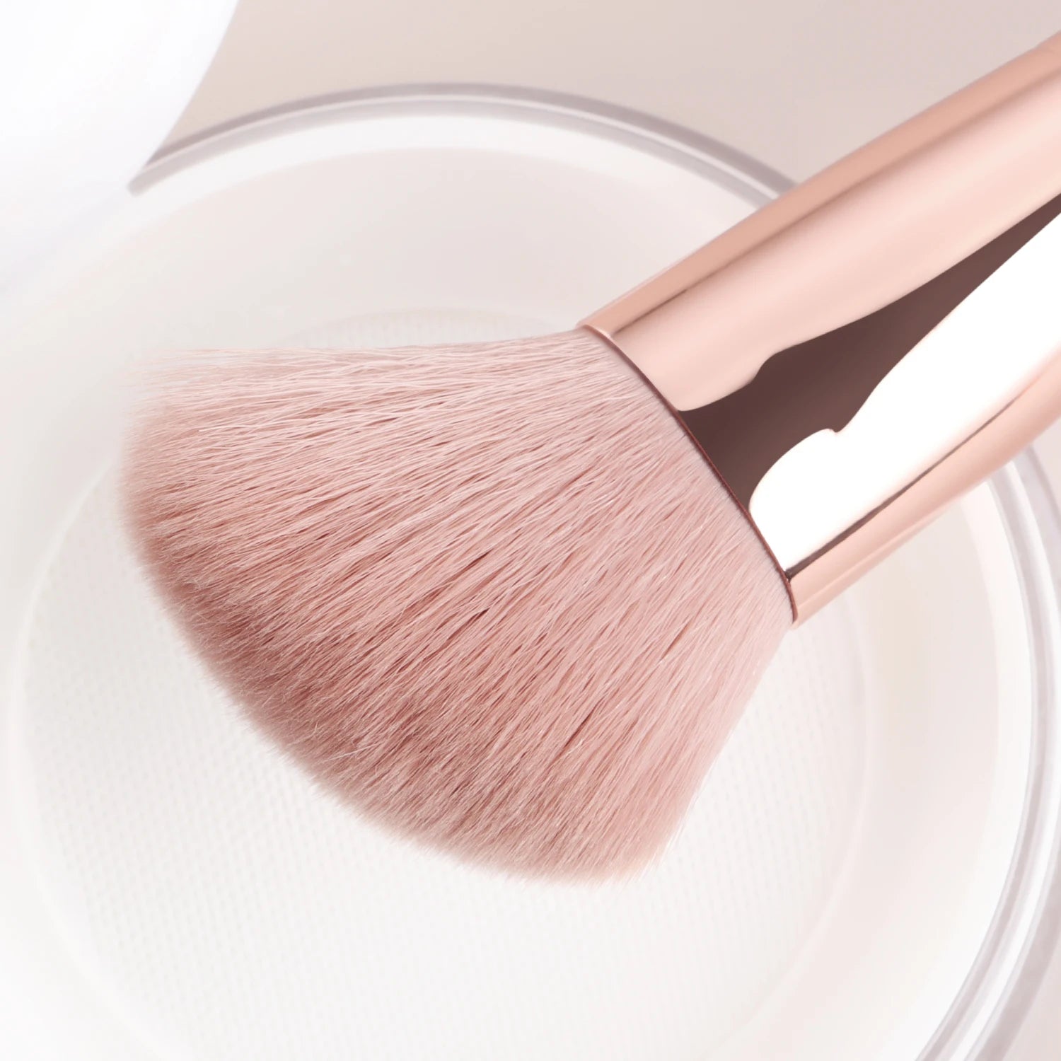 Single Dual-Ended Beauty Brush, Round Blending Brush + Angled Blush Brush Soft Bristle Makeup Tool