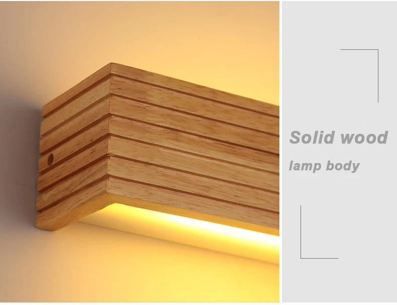 Modern Bathroom Mirror Wall Lamps Nordic Solid Wooden LED Sconce light   Linear Bedroom bedside Corridor staircase Lighting
